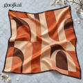 guojkai™ Terracotta Mosaic Silk Square Scarf — Terracotta Geometric Print Silk Twill Neckerchief, 27.5" x 27.5"