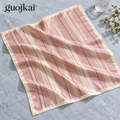 guojkai™ Rosewater Lines Small Silk Square Scarf — Blush Striped Silk Satin Neckerchief & Hair Tie, 21" x 21"